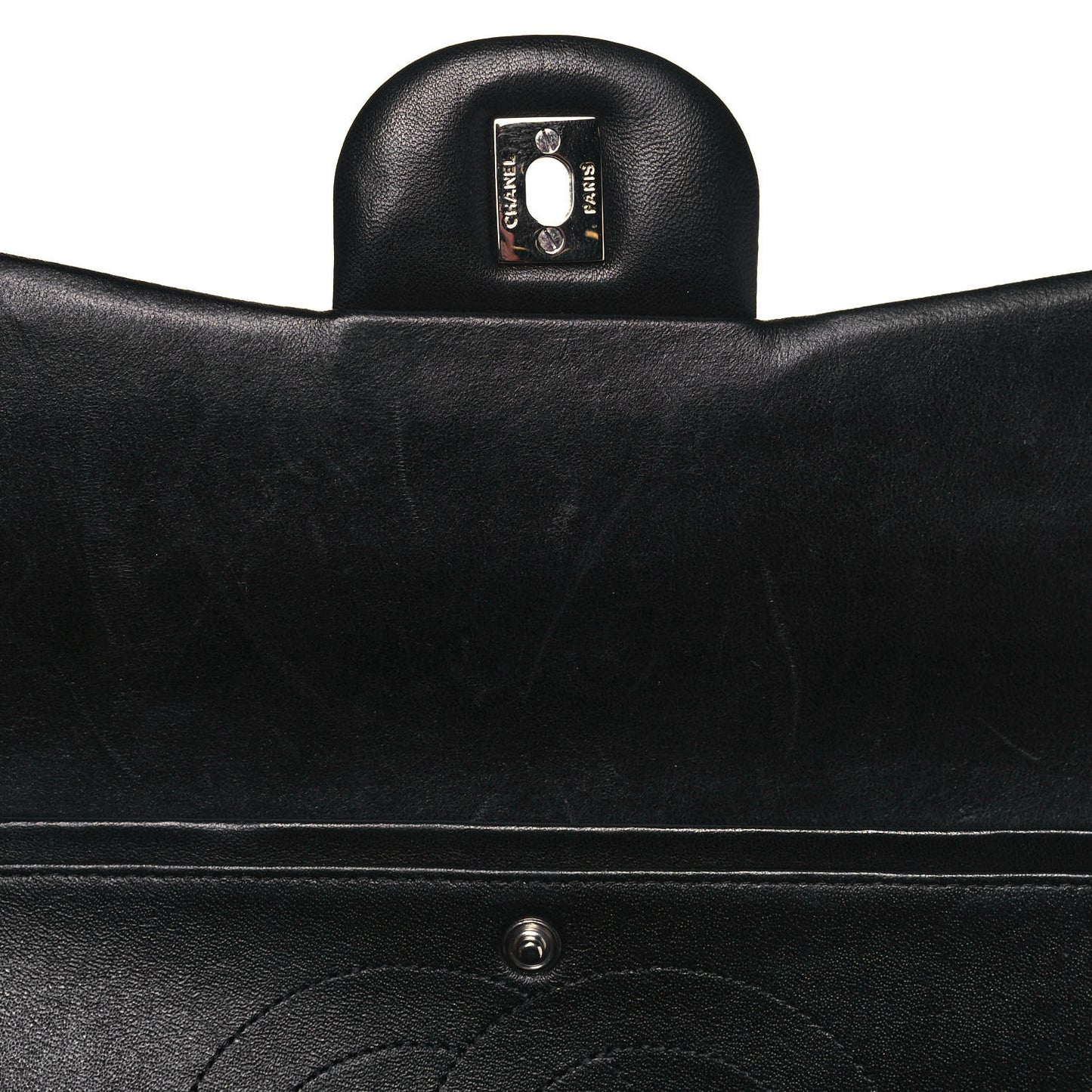 Patent Quilted Maxi Double Flap Black
