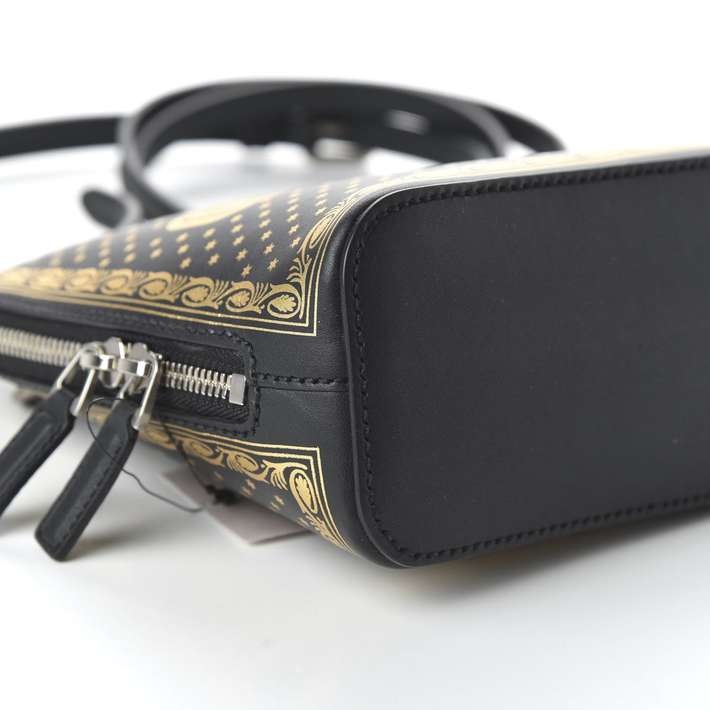 X SEGA Calfskin GUCCY Stars Mini Dome Shoulder Bag Black Gold