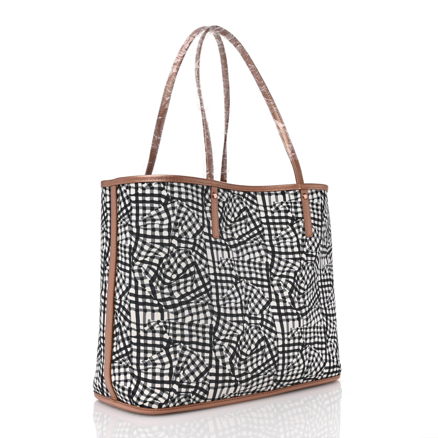 Metallic Visetos Medium Reversible Shopper Tote Champagne Gold