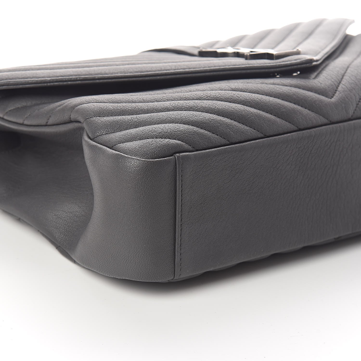 Saint Laurent Sheepskin Matelasse Chevron Monogram Large College Satchel Dark Anthracite 8 of 9