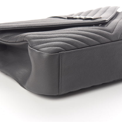 Saint Laurent Sheepskin Matelasse Chevron Monogram Large College Satchel Dark Anthracite 8 of 9