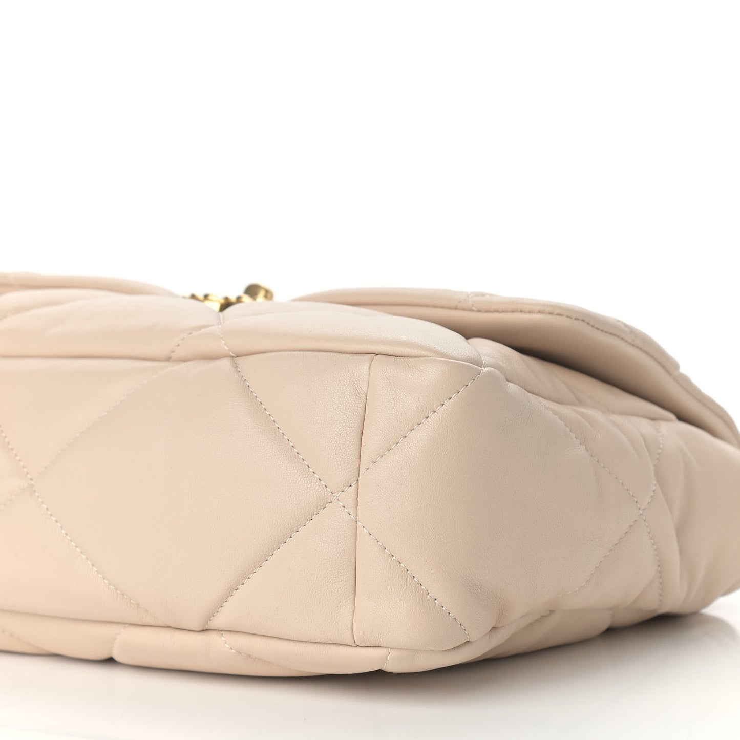 Lambskin Quilted Large Chanel 19 Flap Beige