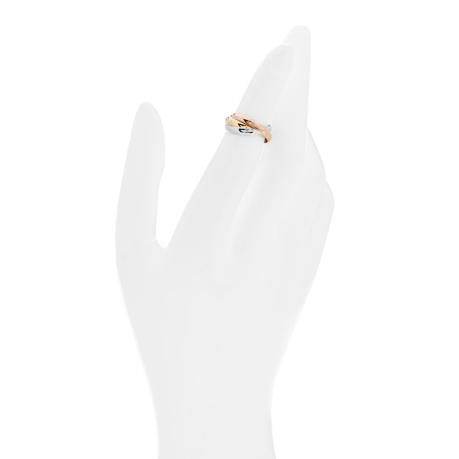 Cartier 18K Pink Yellow White Gold Small Trinity Ring 47 4 2 of 5