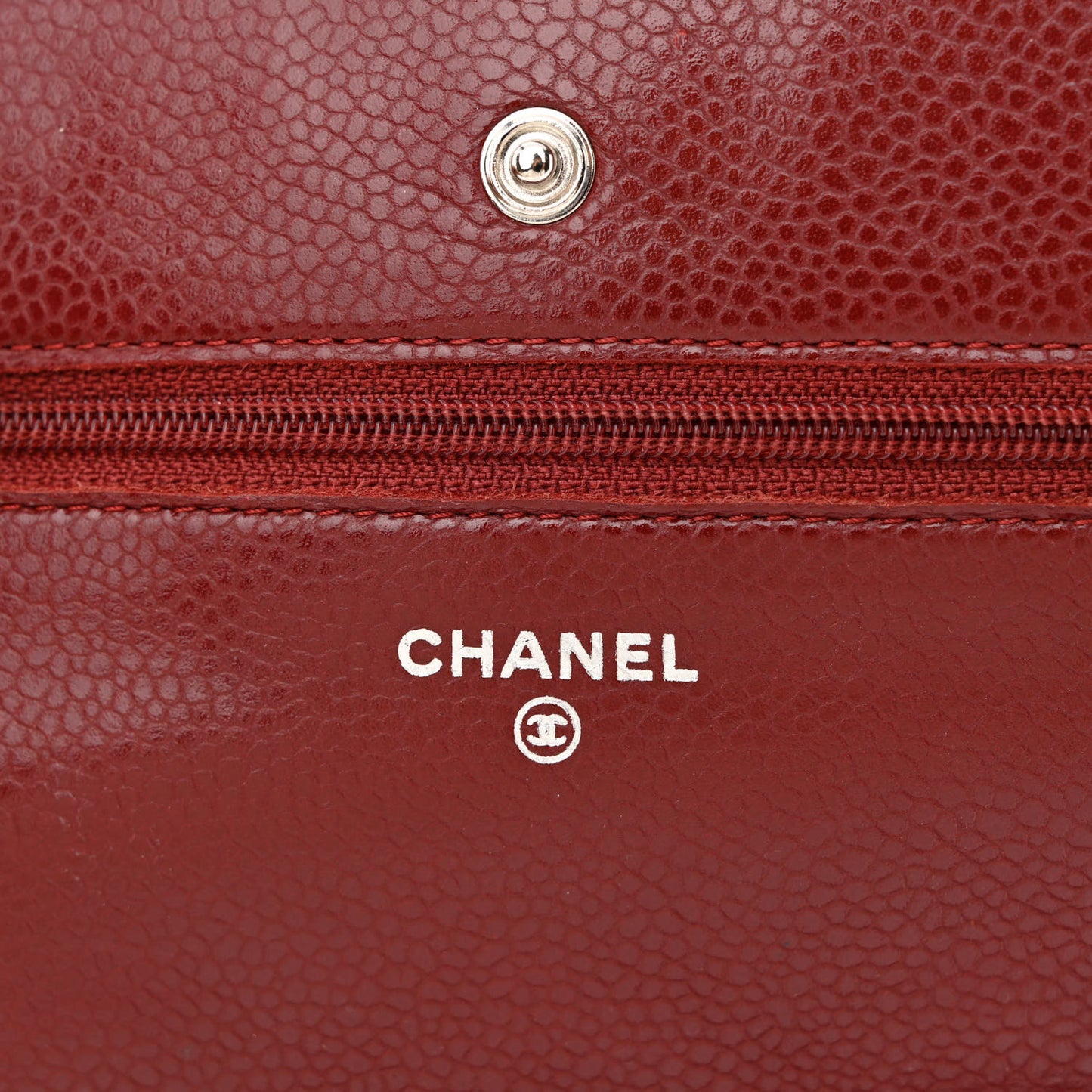 Caviar Quilted Wallet on Chain WOC Burgundy