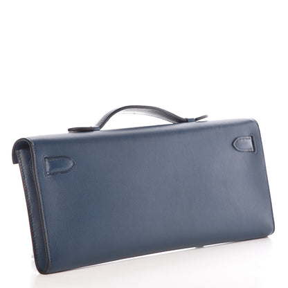 Hermes Swift Kelly Cut Clutch Pochette Bleu De Prusse 3 of 11
