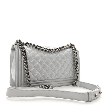 Chanel Metallic Lambskin Quilted Medium Boy Flap Silver 3 of 11