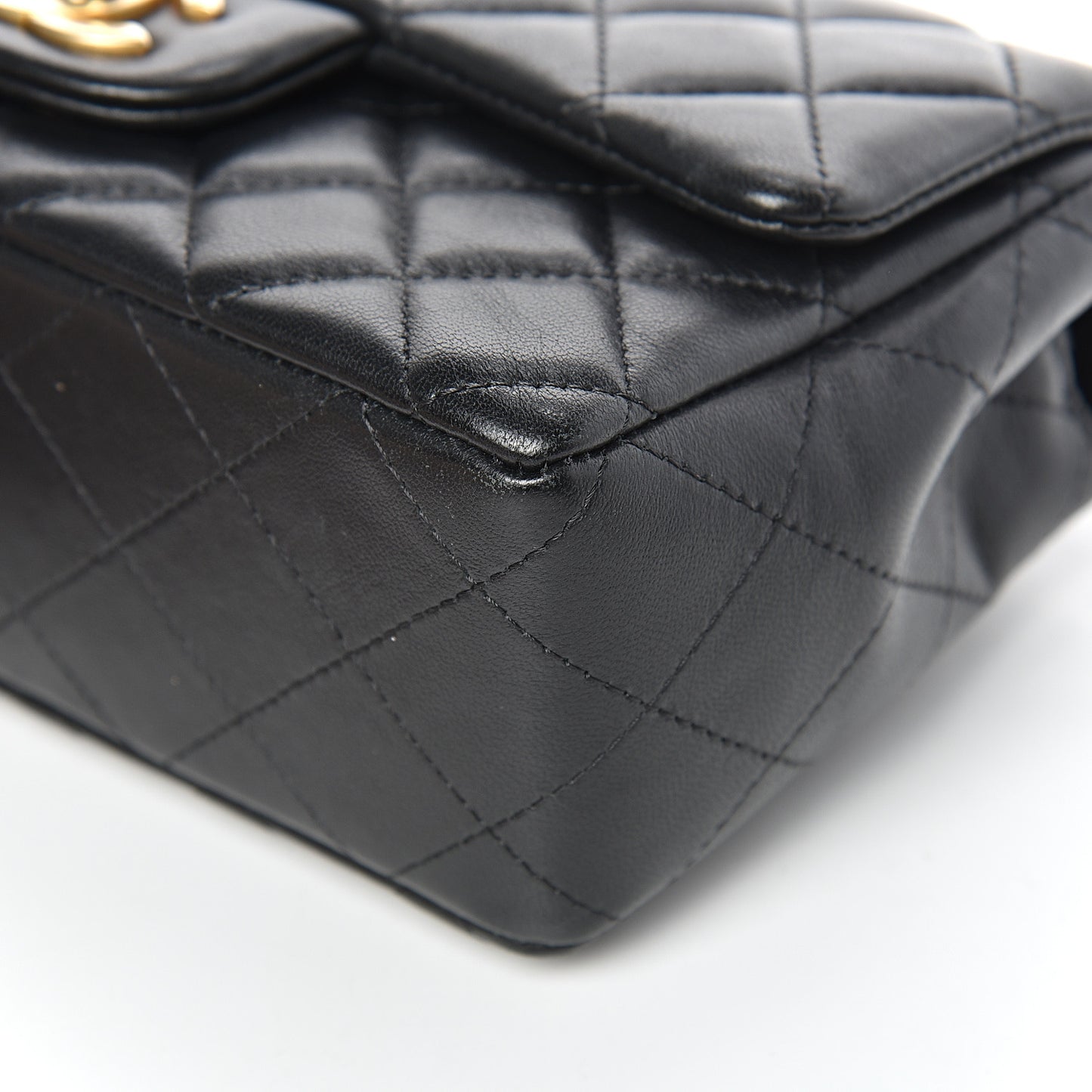 Lambskin Quilted Mini Rectangular Flap Black