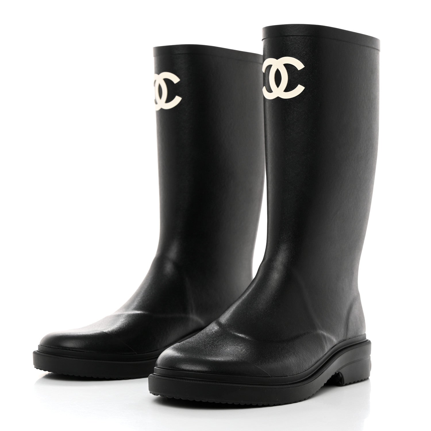 Chanel Caoutchouk CC High Boots 40 Black 3 of 8