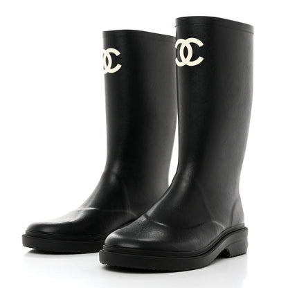 Chanel Caoutchouk CC High Boots 40 Black 3 of 8