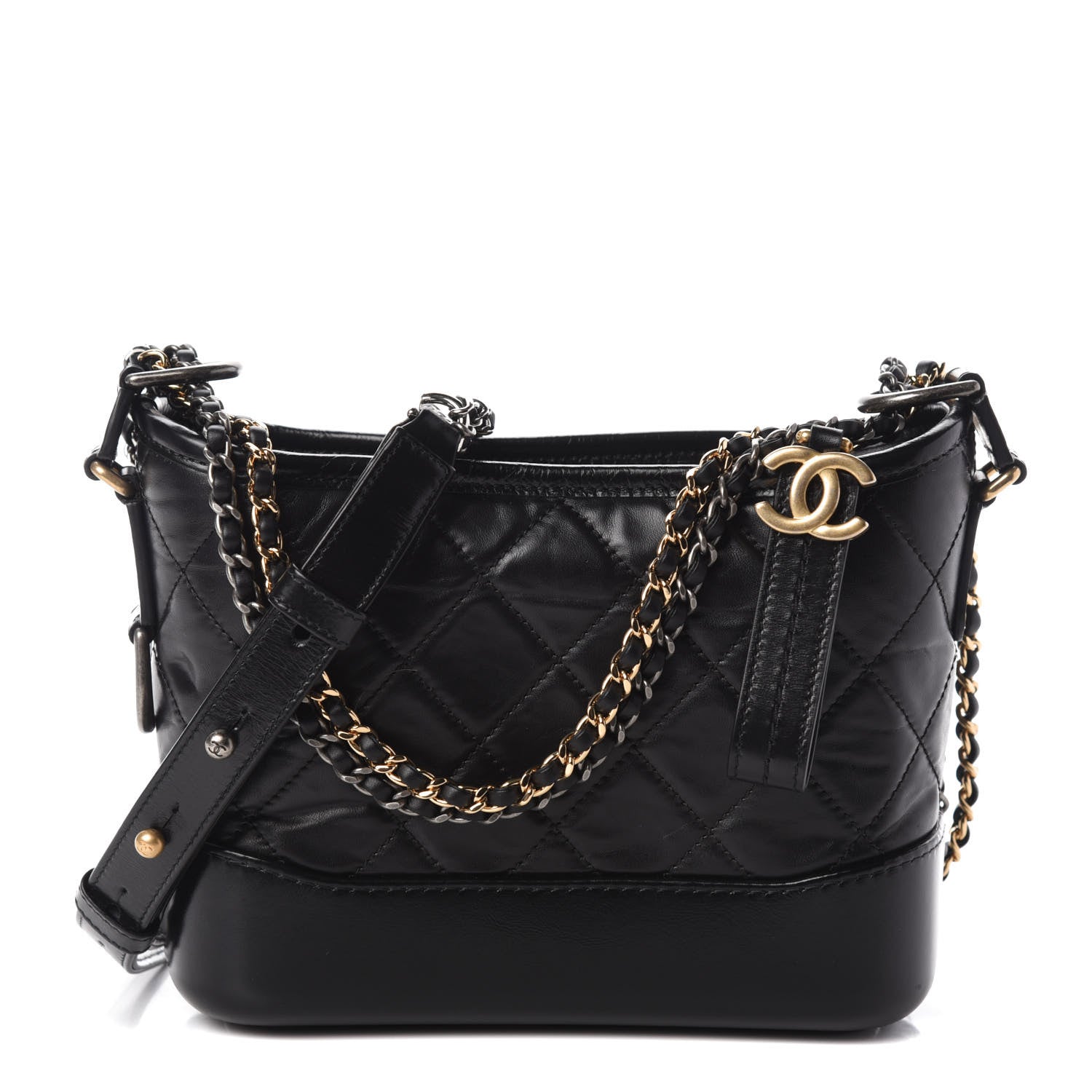 Chanel Aged Calfskin Quilted Small Gabrielle Hobo Black 1 of 10
