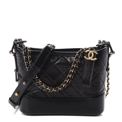 Chanel Aged Calfskin Quilted Small Gabrielle Hobo Black 1 of 10