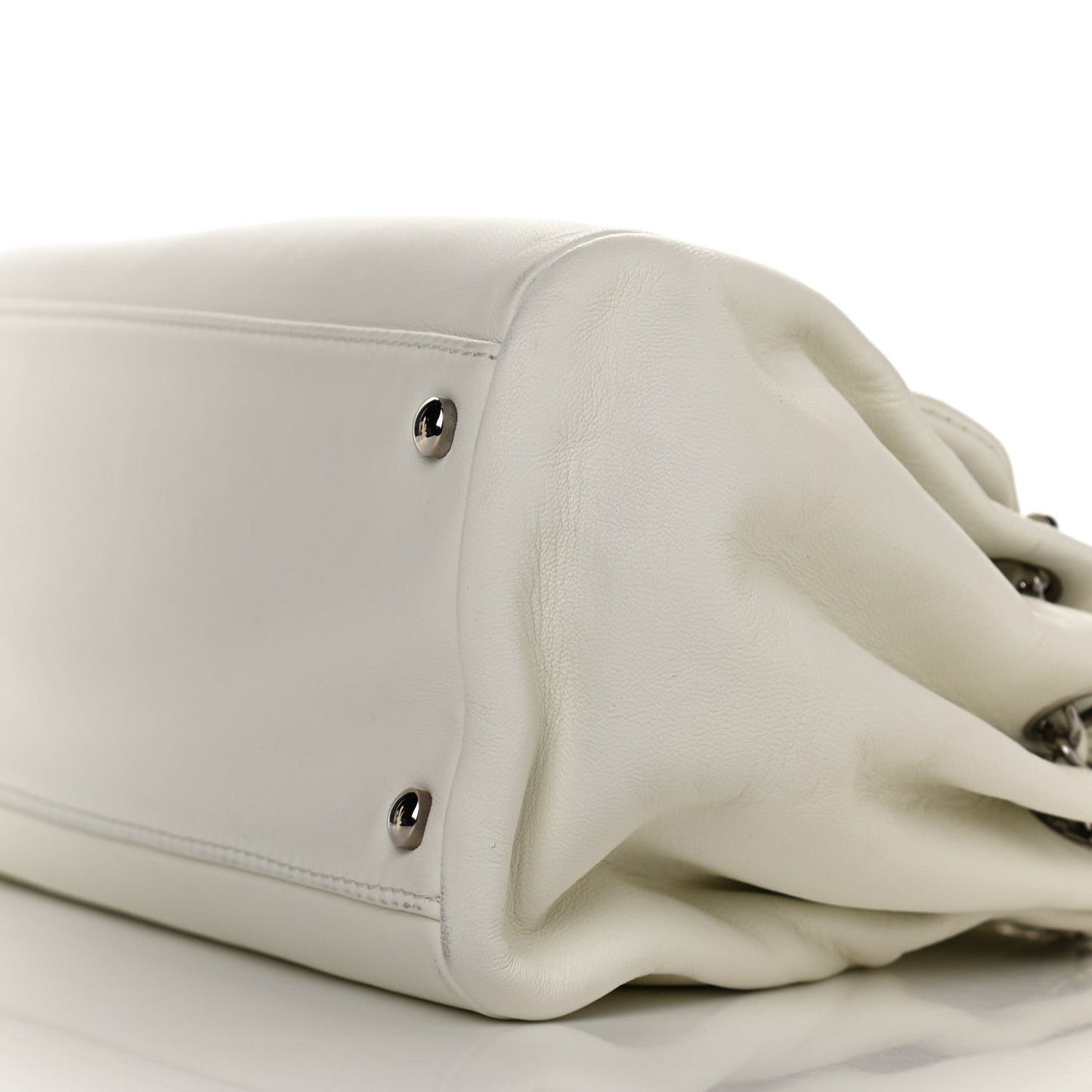 Lambskin Sensual Accordion Flap White