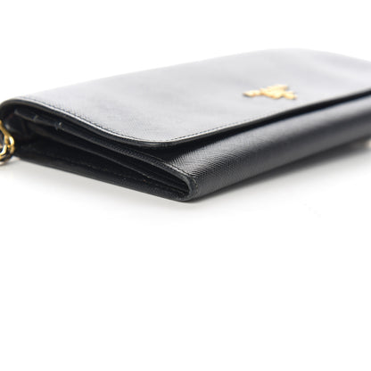 Prada Saffiano Metal Oro Chain Wallet Black 6 of 11