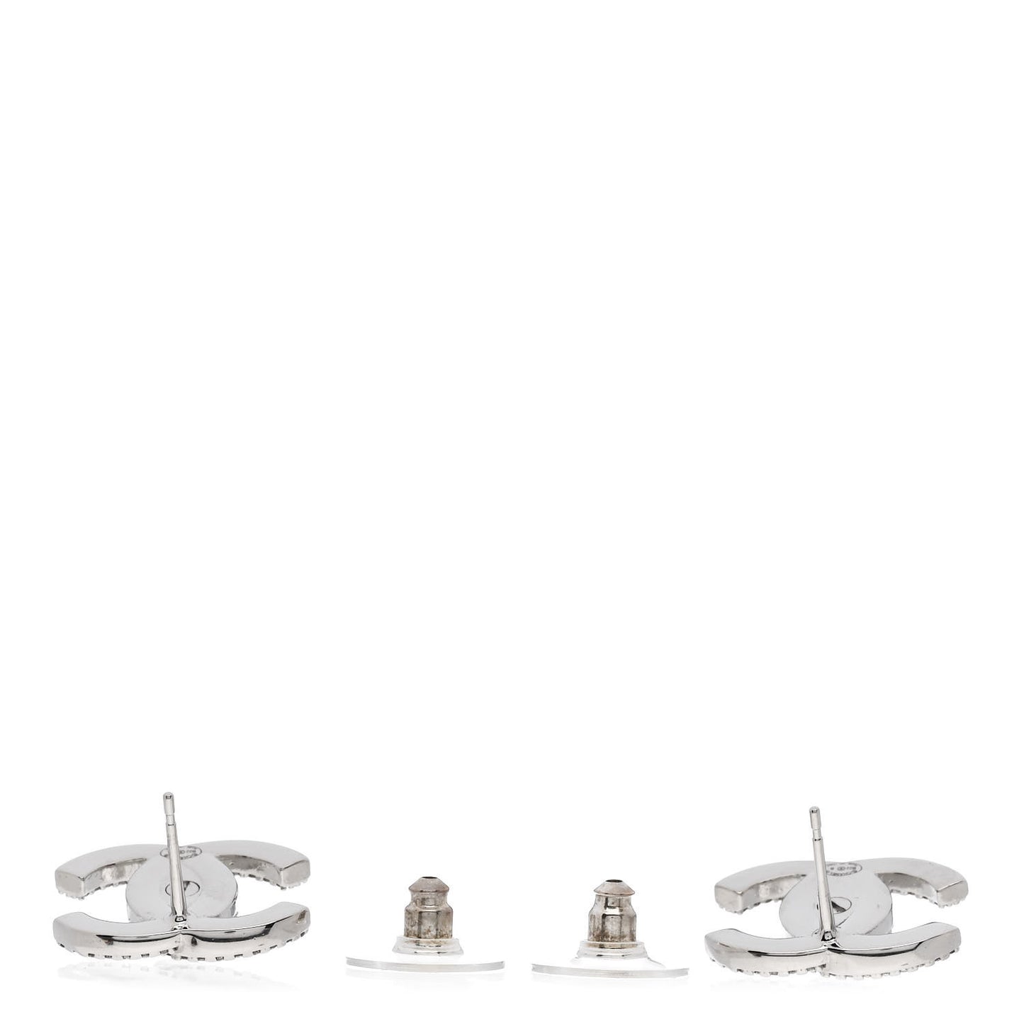 Crystal CC Turnlock Earrings Silver