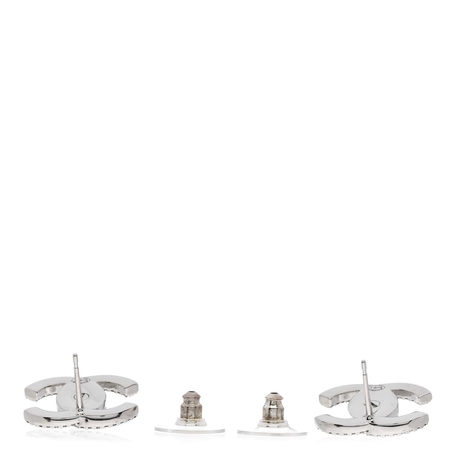 Chanel Crystal CC Turnlock Earrings Silver 3 of 5