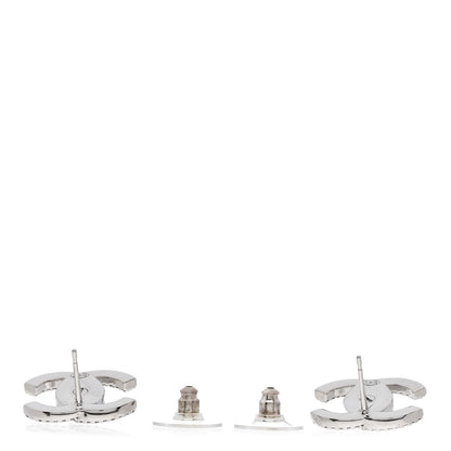 Chanel Crystal CC Turnlock Earrings Silver 3 of 5