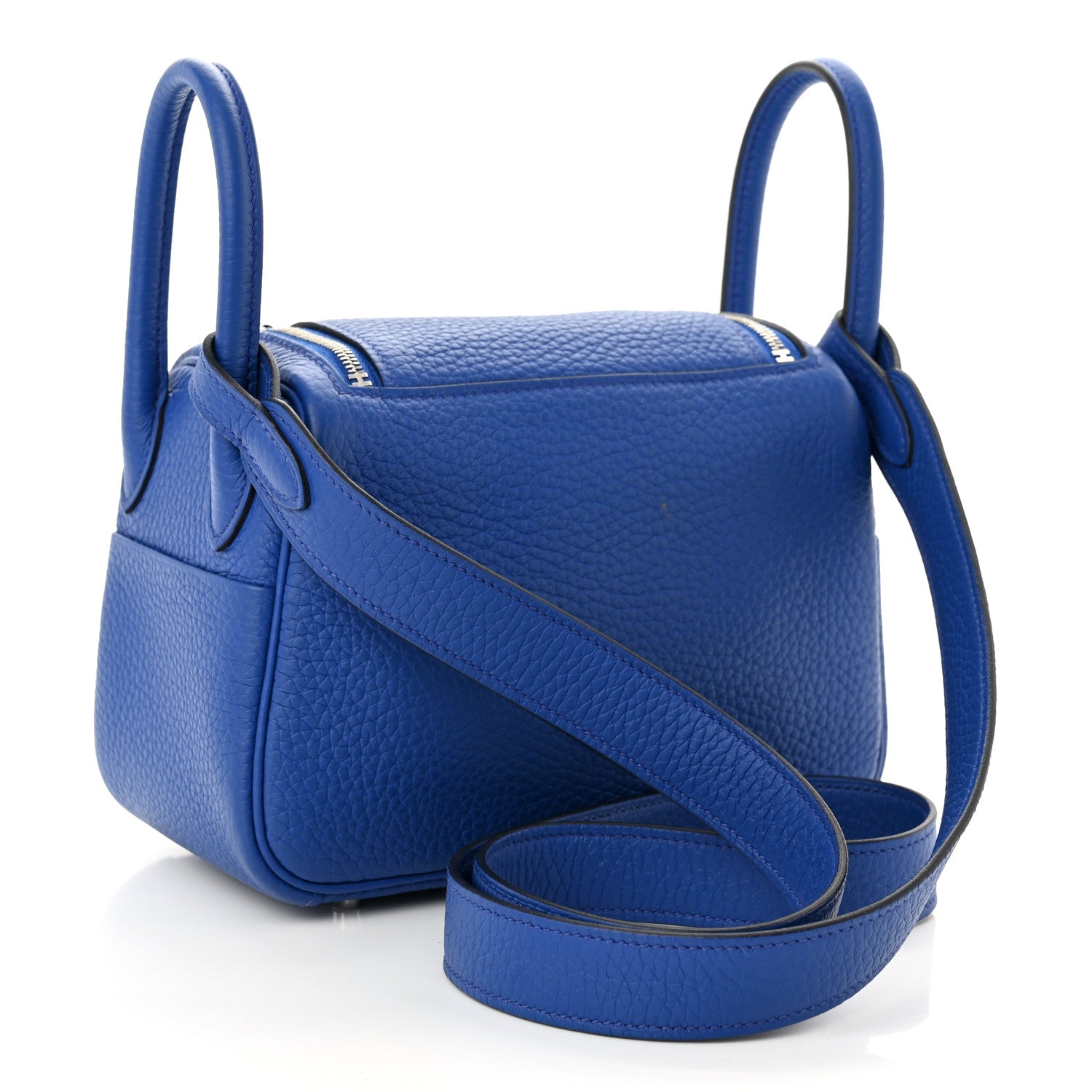 Hermes Taurillon Clemence Mini Lindy 20 Bleu Electrique 3 of 11