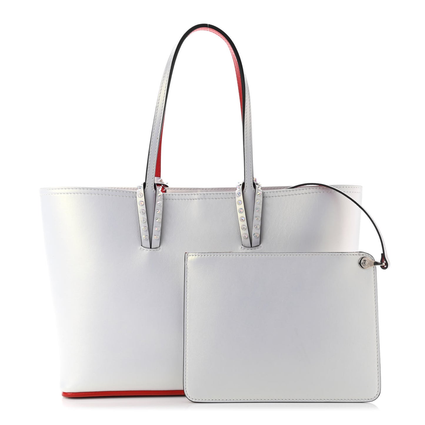 Calfskin Spikes Small East West Cabata Tote Snow