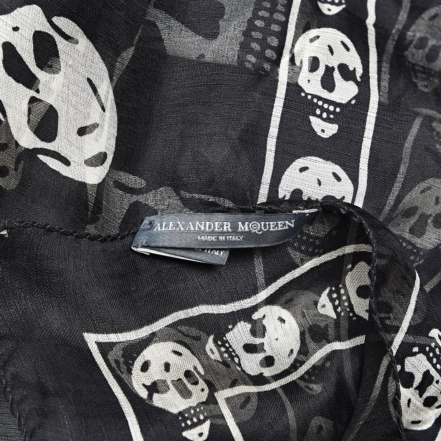 Silk Chiffon Skull Scarf Black Ivory