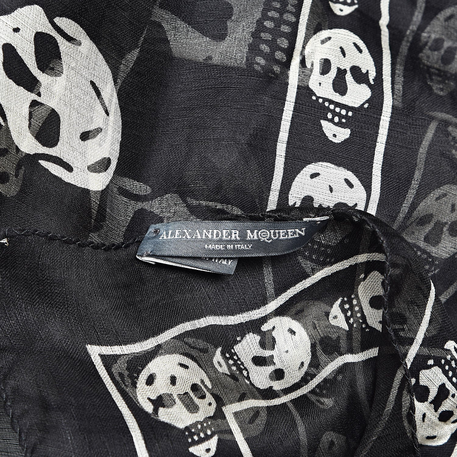 Alexander McQueen Silk Chiffon Skull Scarf Black Ivory 3 of 4
