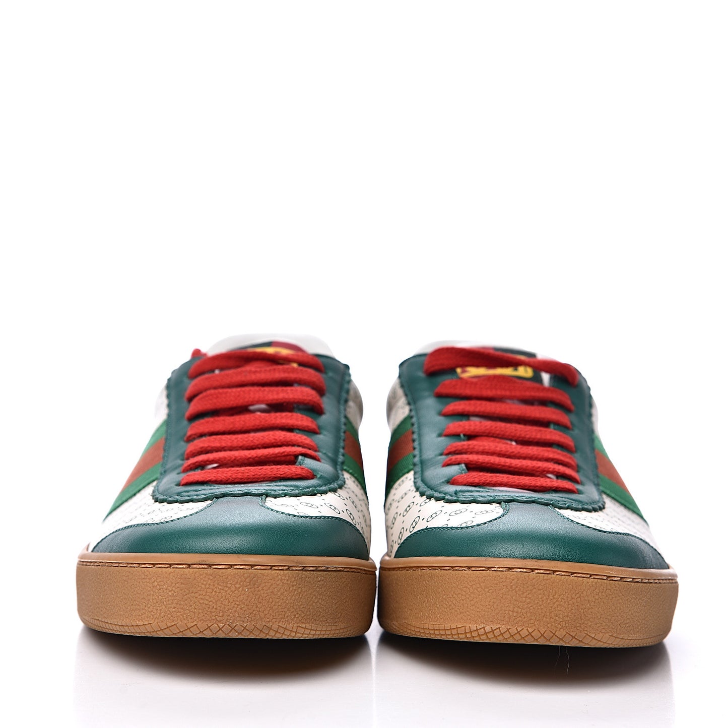 X DAPPER DAN Calfskin Suede GG Micro Monogram G74 Sneakers 39.5 Emerald Mystic White
