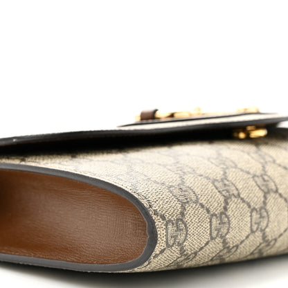 Gucci GG Supreme Monogram Azalea Calfskin Web Small Horsebit 1955 Crossbody Bag Beige Ebony Brown Sugar 9 of 10