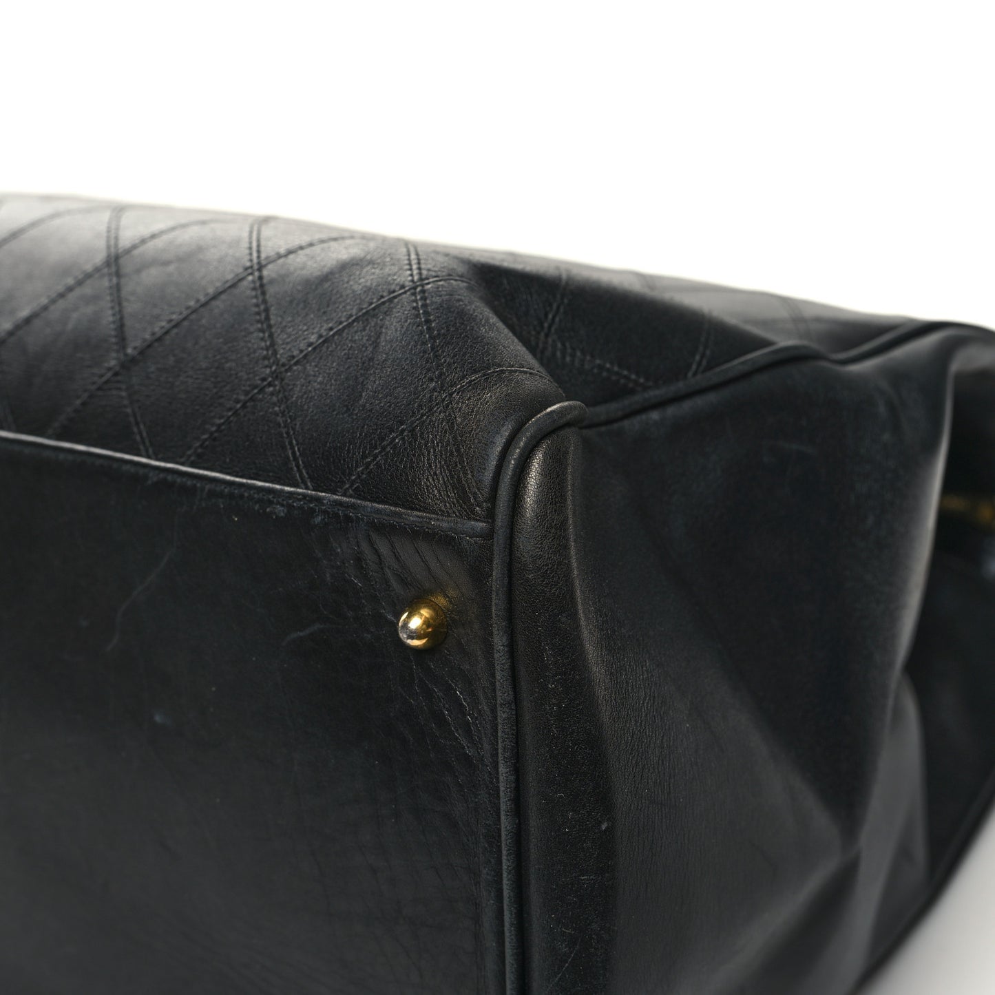 Calfskin Stitched XL Weekender Black