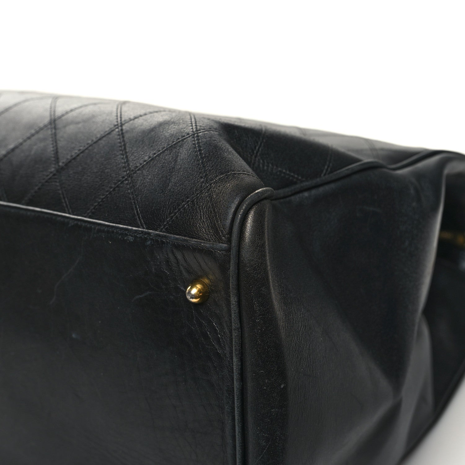 Chanel Calfskin Stitched XL Weekender Black 14 of 19