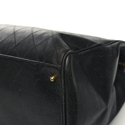 Chanel Calfskin Stitched XL Weekender Black 14 of 19
