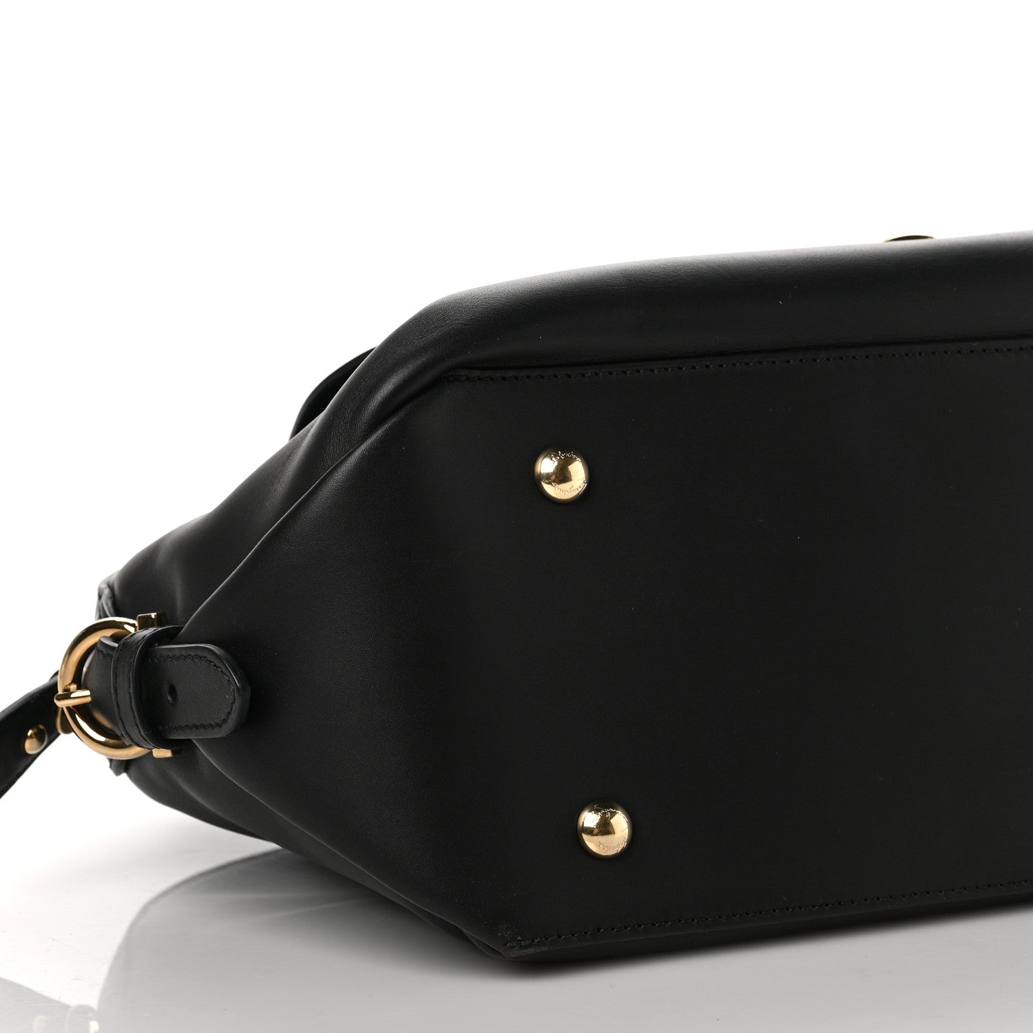 Salvatore Ferragamo Calfskin Fiamma Bag Black 7 of 8