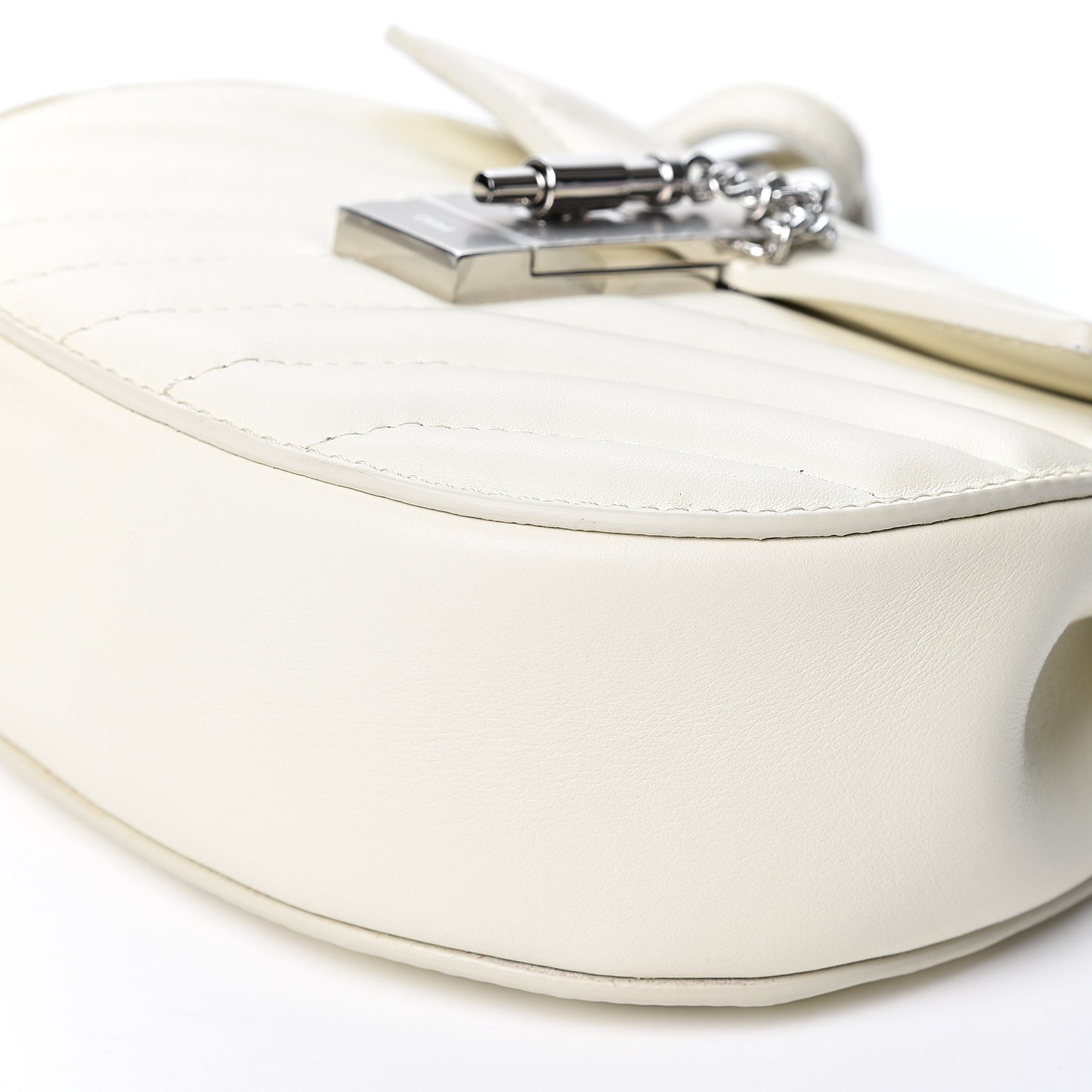 Calfskin Quilted Mini Drew Bijou Shoulder Bag Natural White