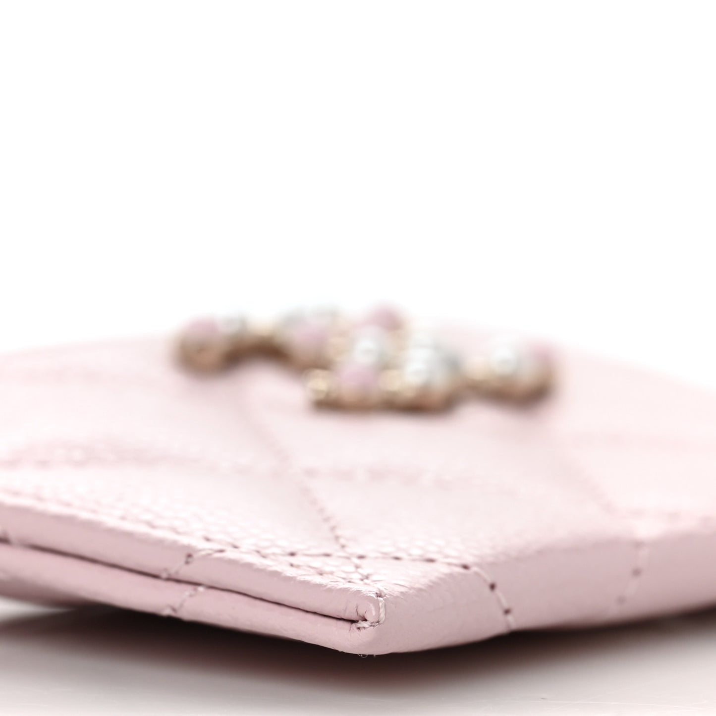 Caviar Pearl Quilted Coco Candy Card Holder Pink