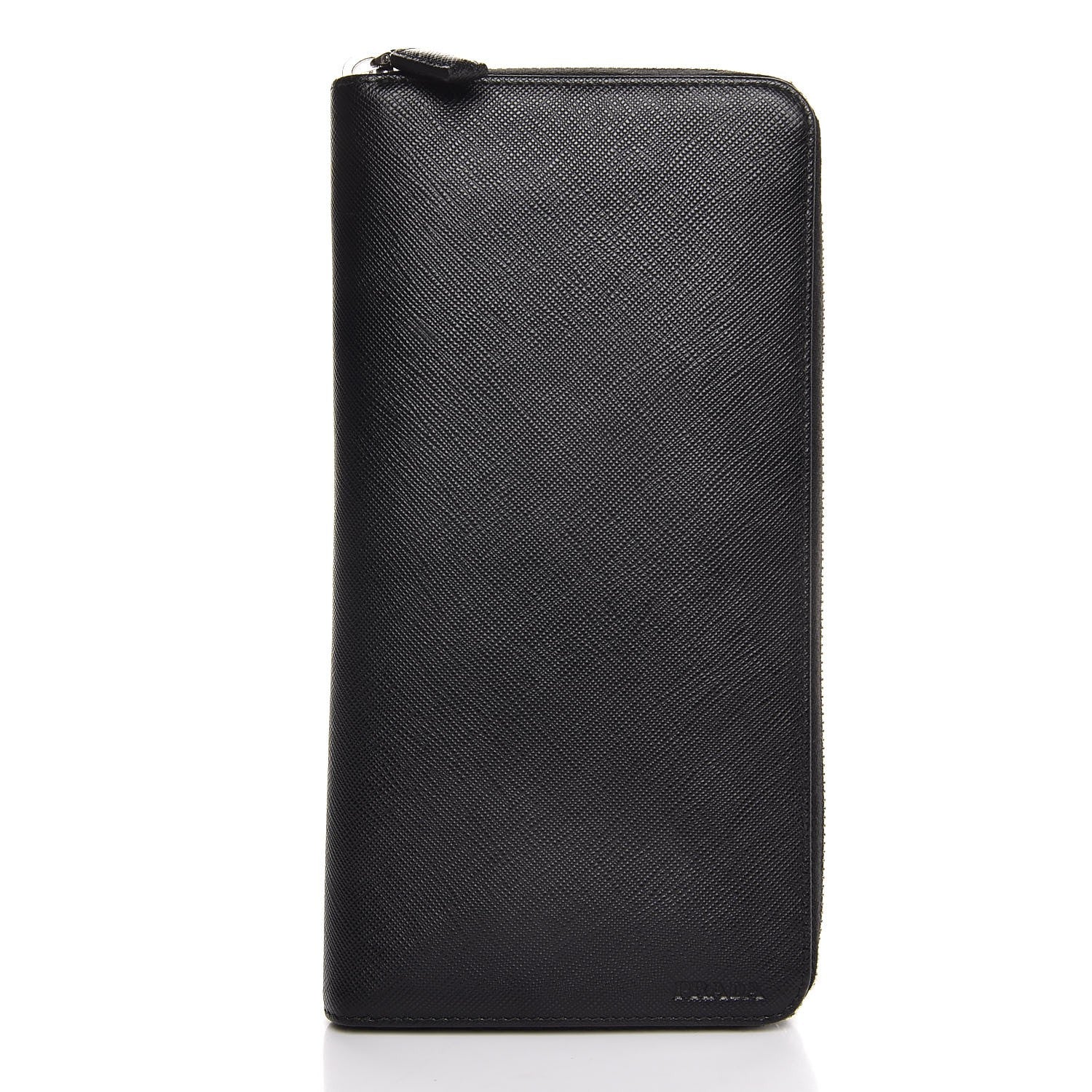 Prada Saffiano Zip Around Portfolio Wallet Black 1 of 7