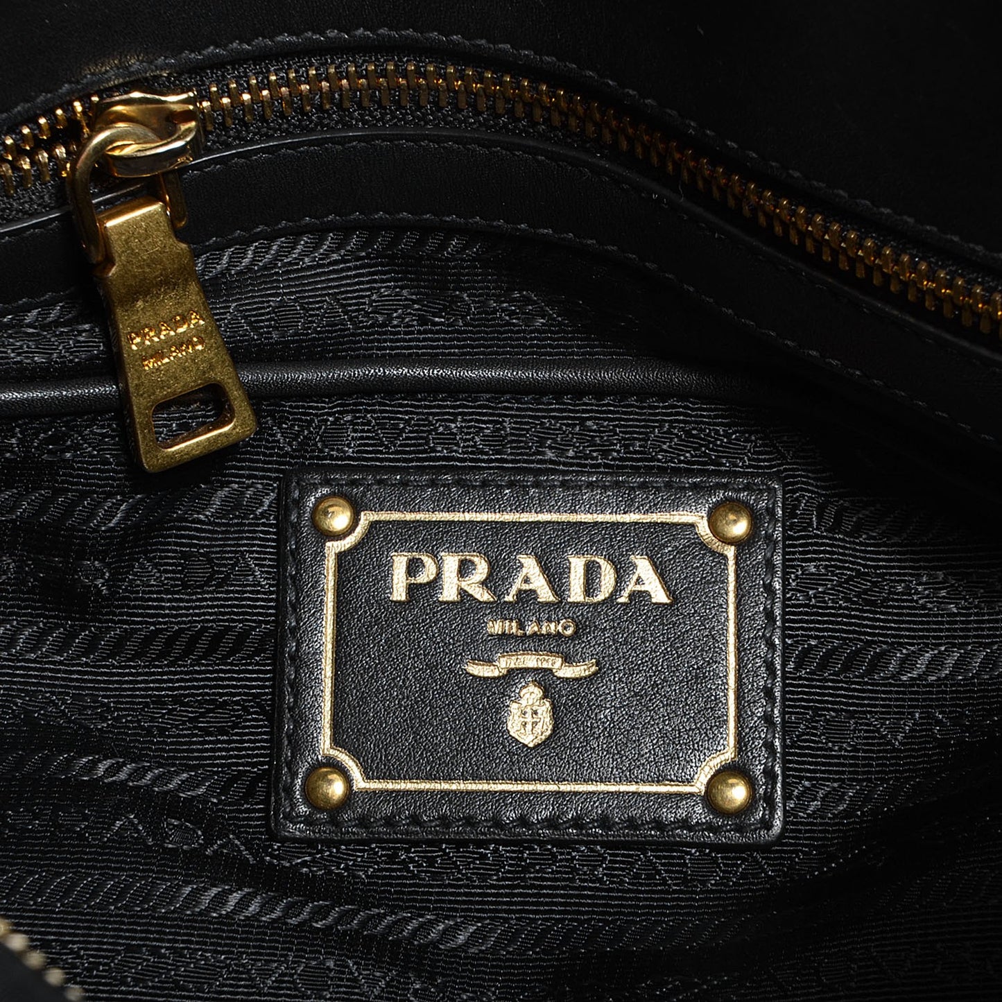 Tessuto Nylon Calfskin Shopping Satchel Black