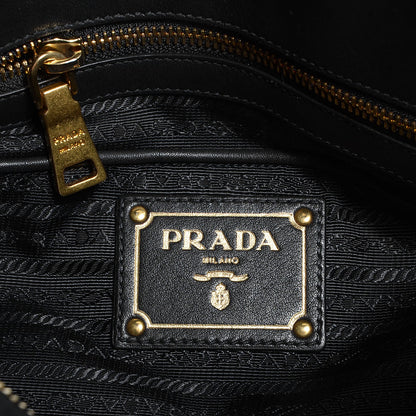 Prada Tessuto Nylon Calfskin Shopping Satchel Black 6 of 10