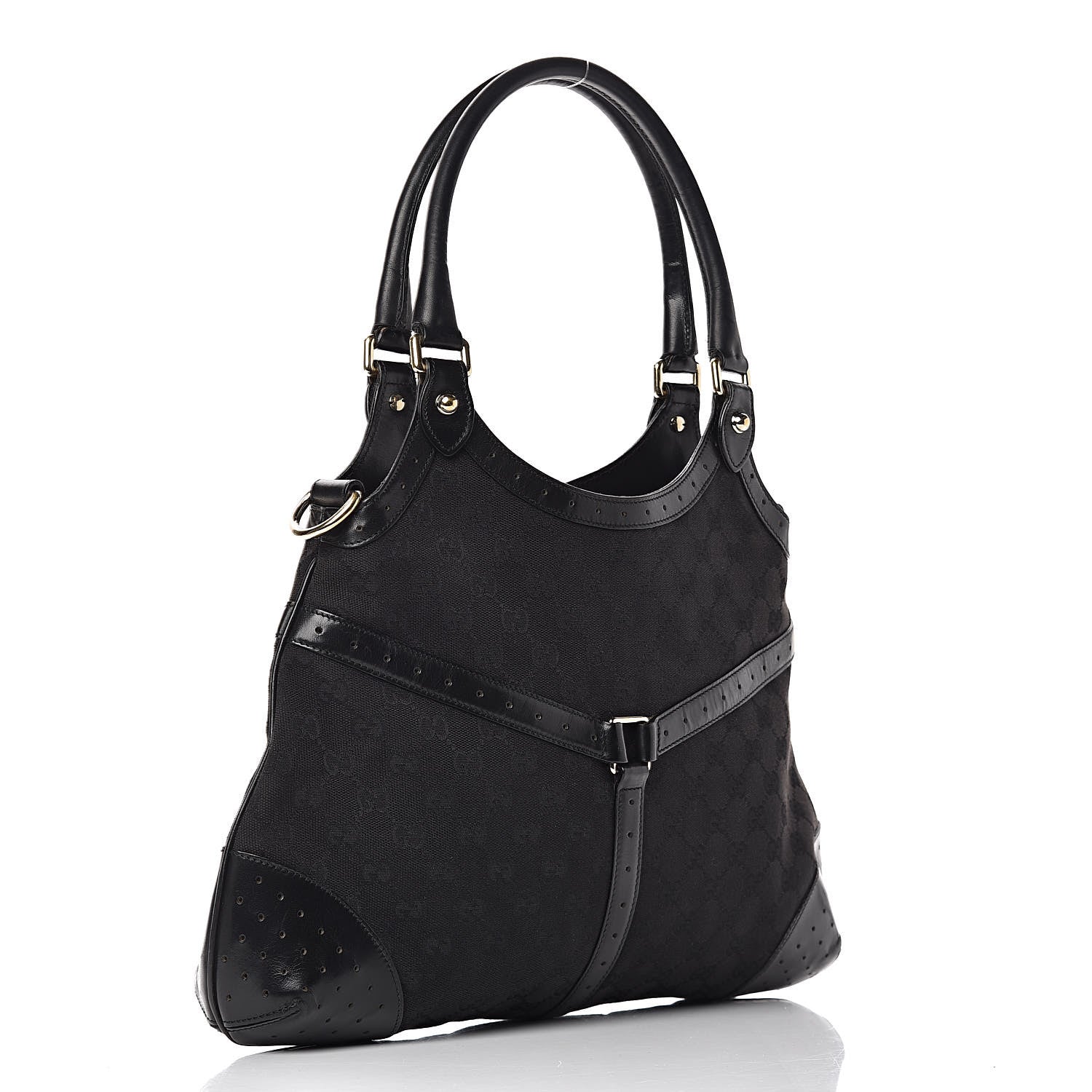 Gucci Monogram Web Reins Shoulder Bag Black 3 of 13