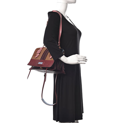 Prada Glace Calfskin Suede Patchwork Etiquette Shoulder Bag Rubino Loto 2 of 16
