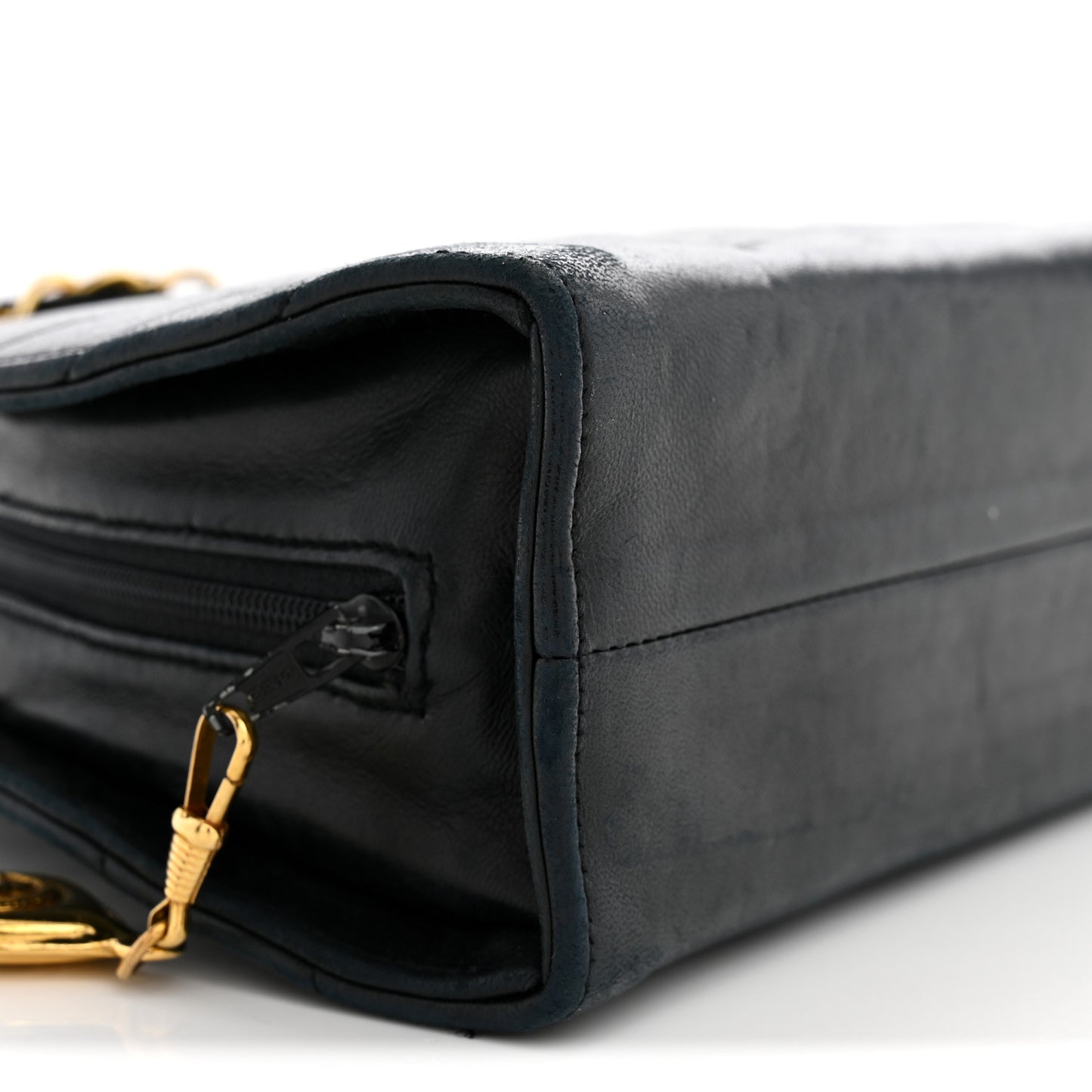 Lambskin Quilted Small Half Moon Clutch Black