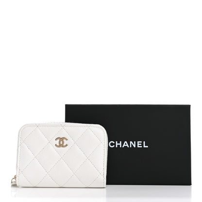 Chanel Caviar Quilted Zip Coin Purse White 11 of 11