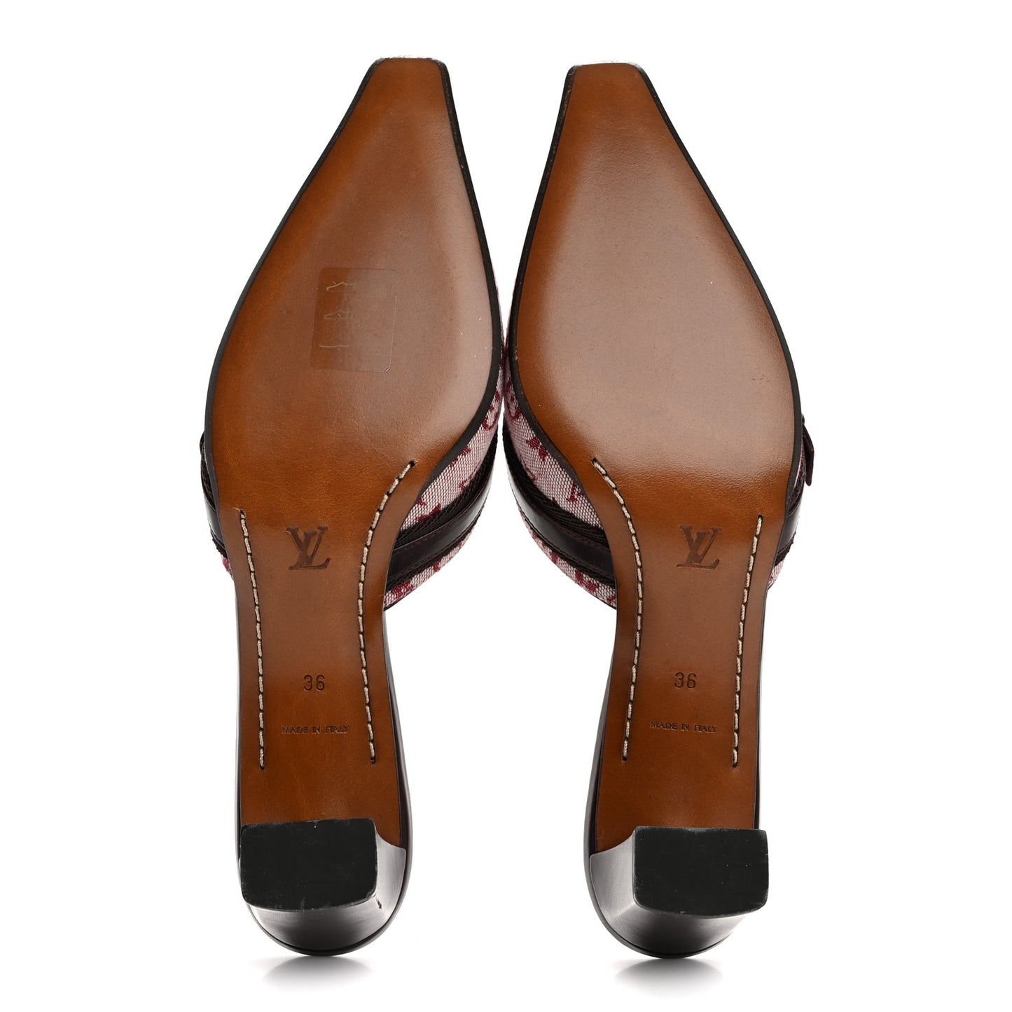 Monogram Mini Lin Mules 36 Cherry