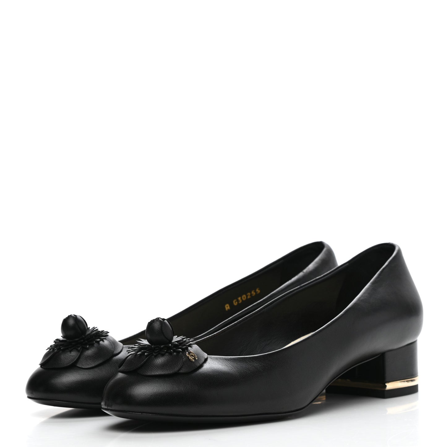Lambskin Camellia Ballerina Flats 38 Black