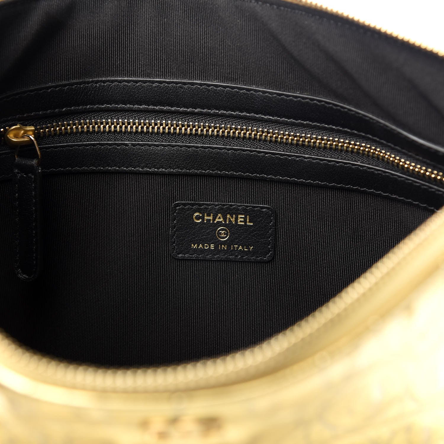 Chanel Metallic Calfskin Crocodile Embossed Medium Cocodile Cosmetic Case Gold 6 of 7
