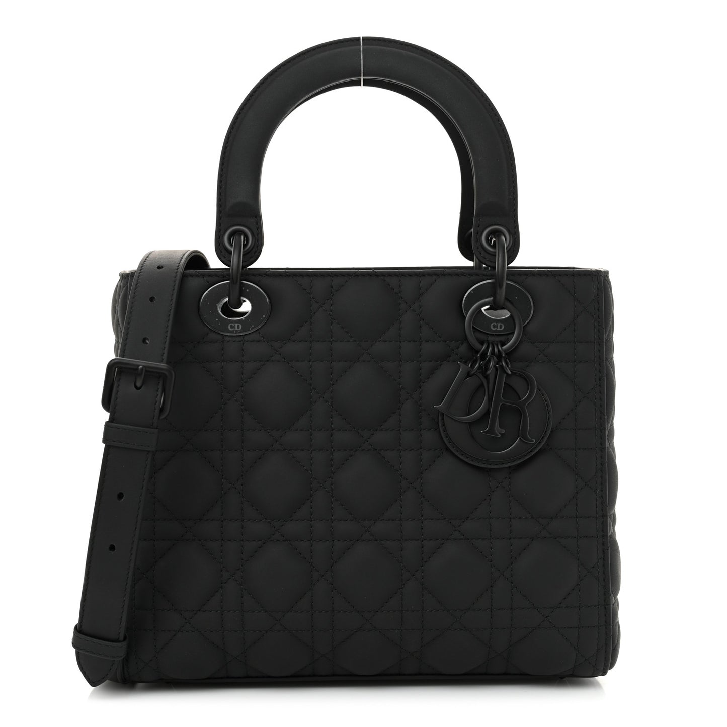 Ultra Matte Calfskin Cannage Medium Lady Dior Black
