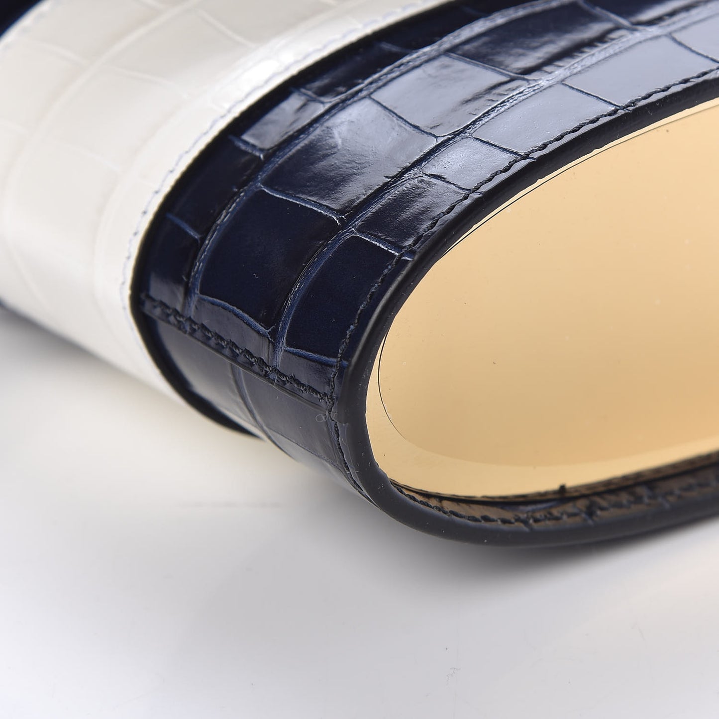 Calfskin Crocodile Embossed Small Aby Lock Full Blue