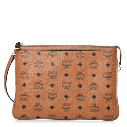 MCM Visetos Liz Shopper Tote Pouch Cognac 1 of 9