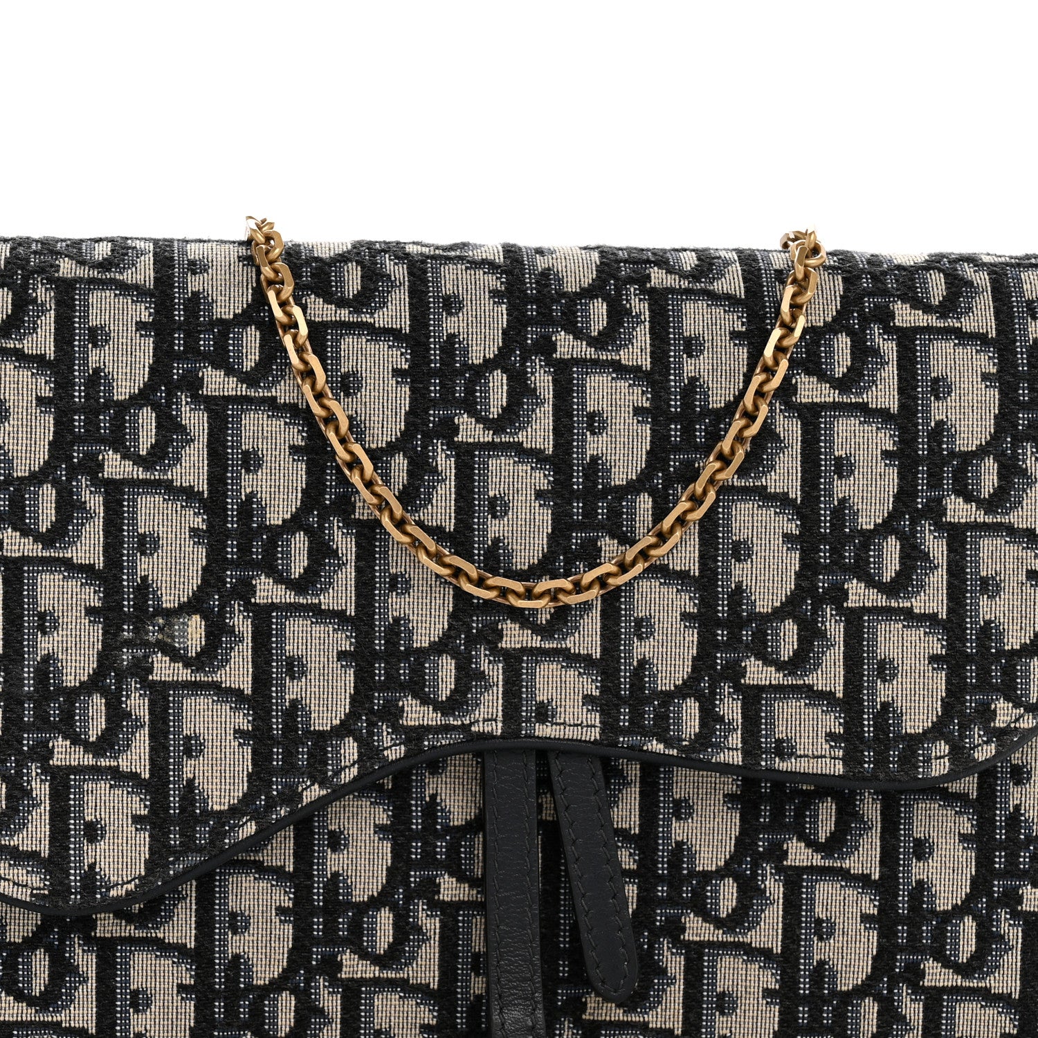 Christian Dior Oblique Saddle Chain Pouch Blue 8 of 13