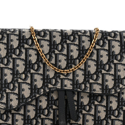 Christian Dior Oblique Saddle Chain Pouch Blue 8 of 13