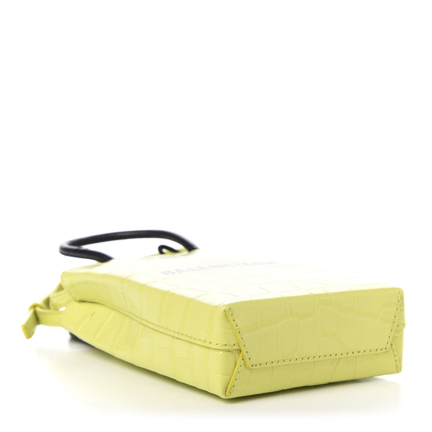Calfskin Crocodile Embossed Logo Shopping Phone Holder Bag Lime