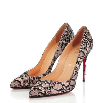 Christian Louboutin Strass Lace Jazz Calf Corneille 100 Pumps 40 Black 3 of 6