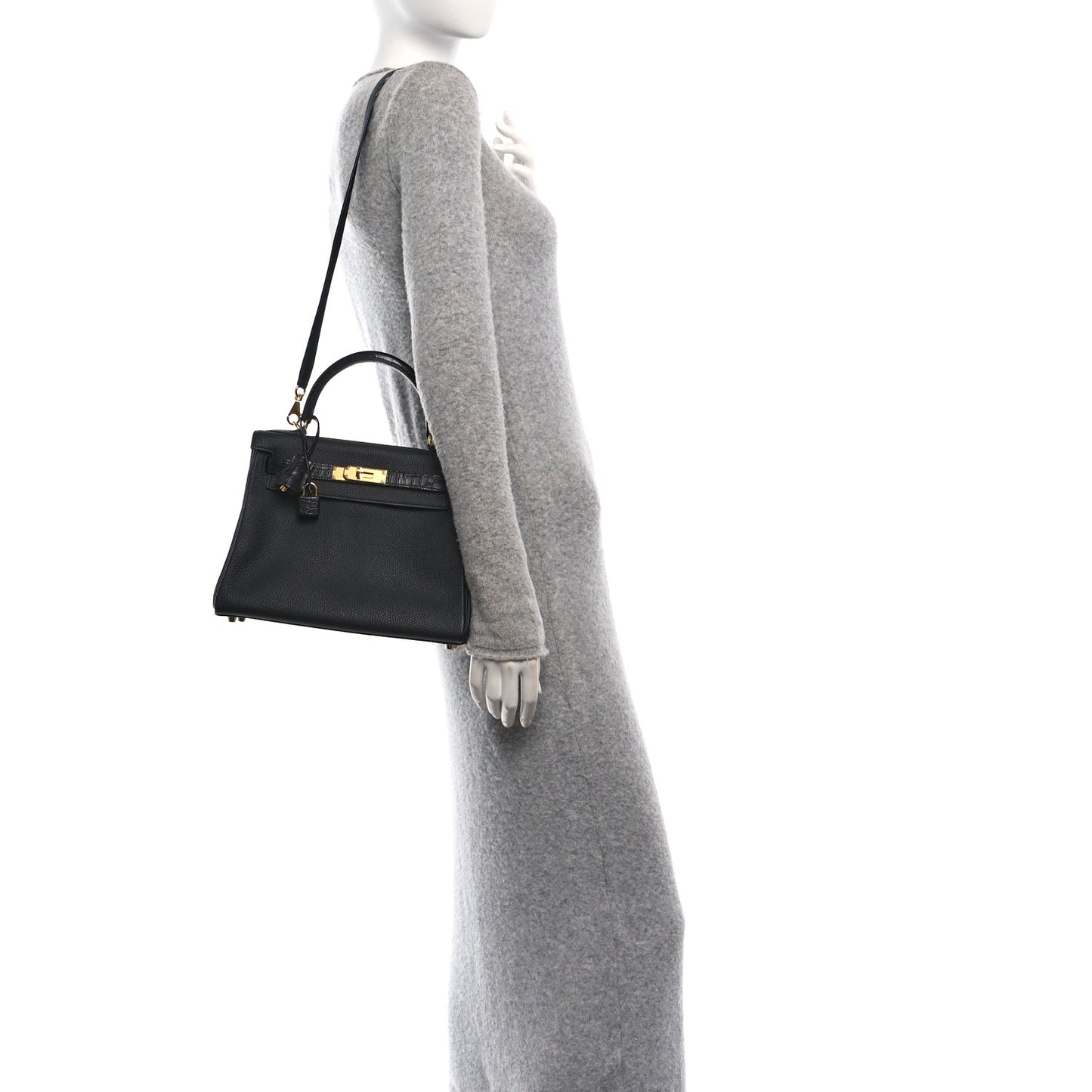 Togo Matte Porosus Crocodile Kelly Retourne Touch 28 Black